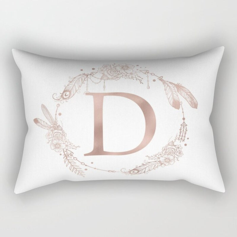 Letter Art Printed Rectangular Pillow Cover