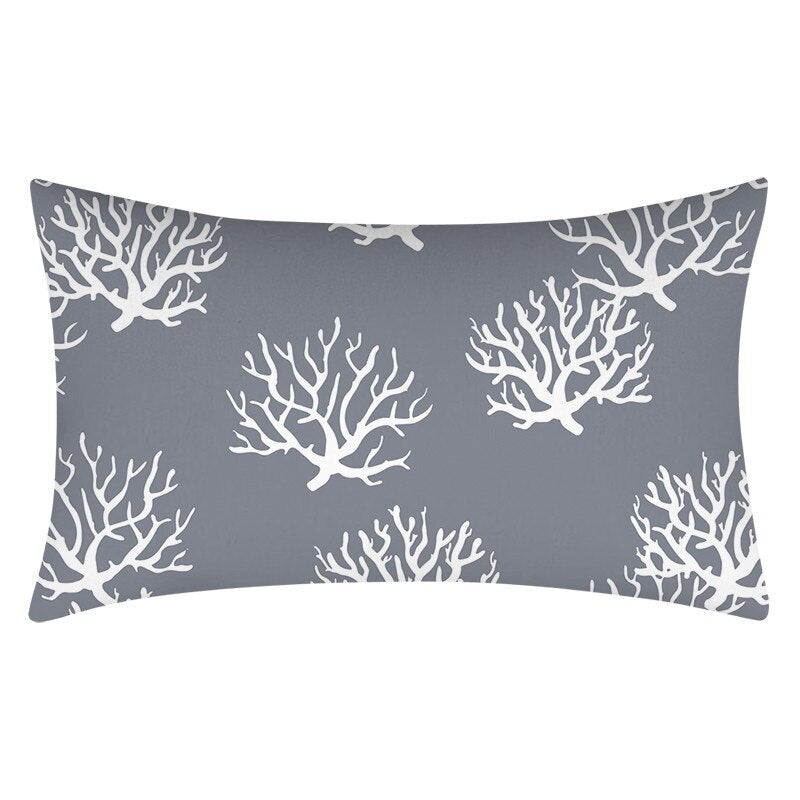 Gray Geometric Pattern Printed Rectangular Pillow Cover