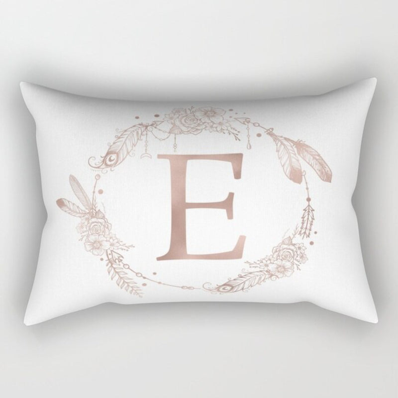 Letter Art Printed Rectangular Pillow Cover