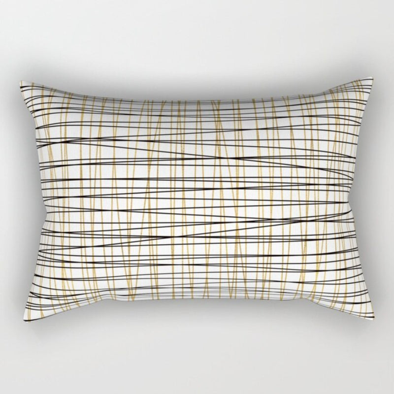 Black And White Printed Rectangular Pillow Cover