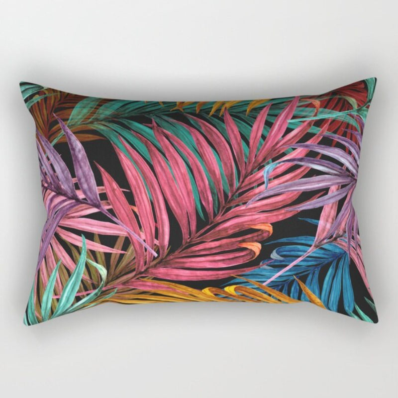 Leaves Printed Rectangular Pillow Cover