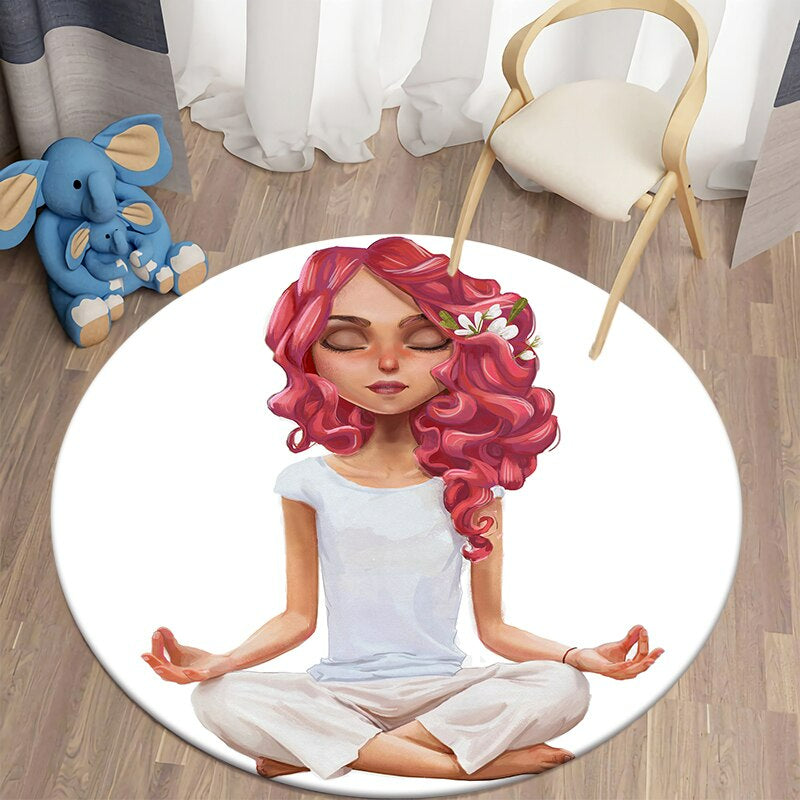 Home Decor Yoga Girl Printed Round Mat