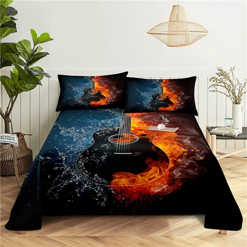 Music Themed Print Bed Flat Bedding Set