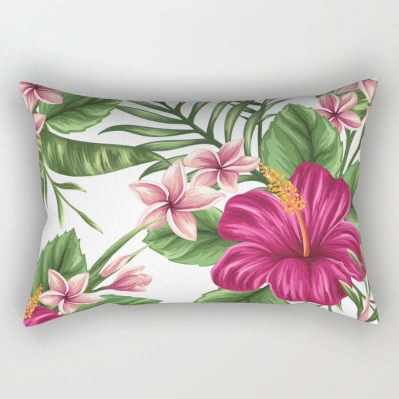 Leaves Printed Rectangular Pillow Cover