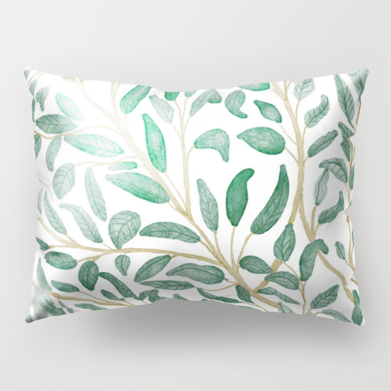 Botanical Leaves Printed Rectangular Pillow Cover