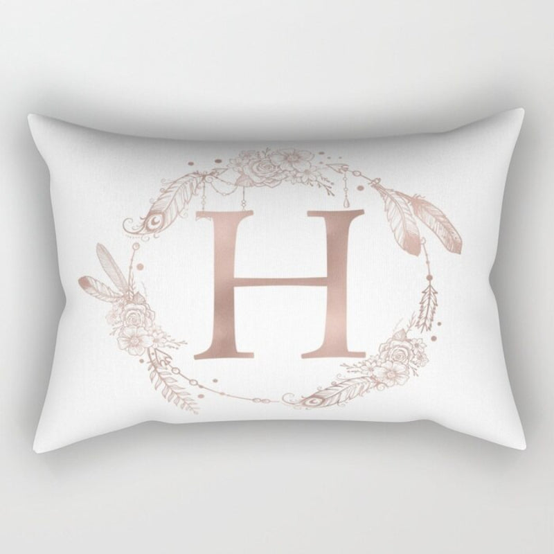 Letter Art Printed Rectangular Pillow Cover