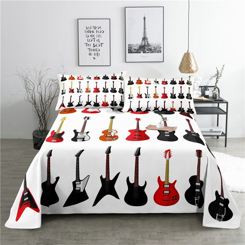 Music Themed Print Bed Flat Bedding Set