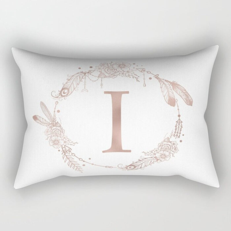 Letter Art Printed Rectangular Pillow Cover