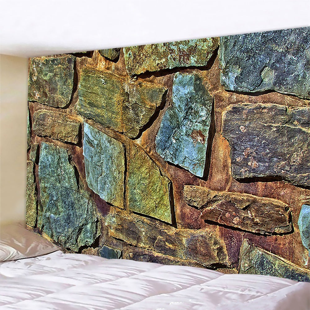 3D Colored Stone Brick Retro Tapestry Wall Hanging