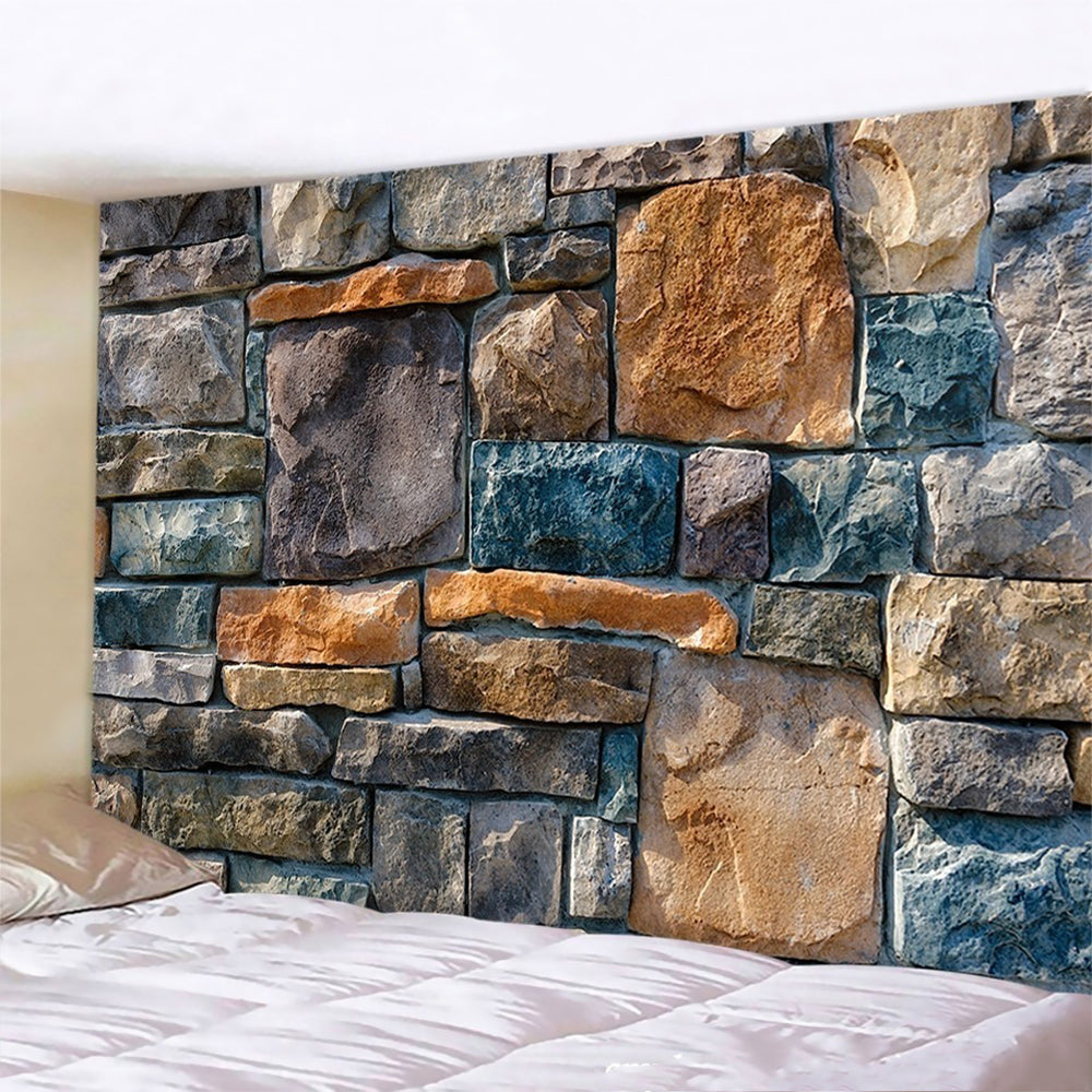 3D Colored Stone Brick Retro Tapestry Wall Hanging