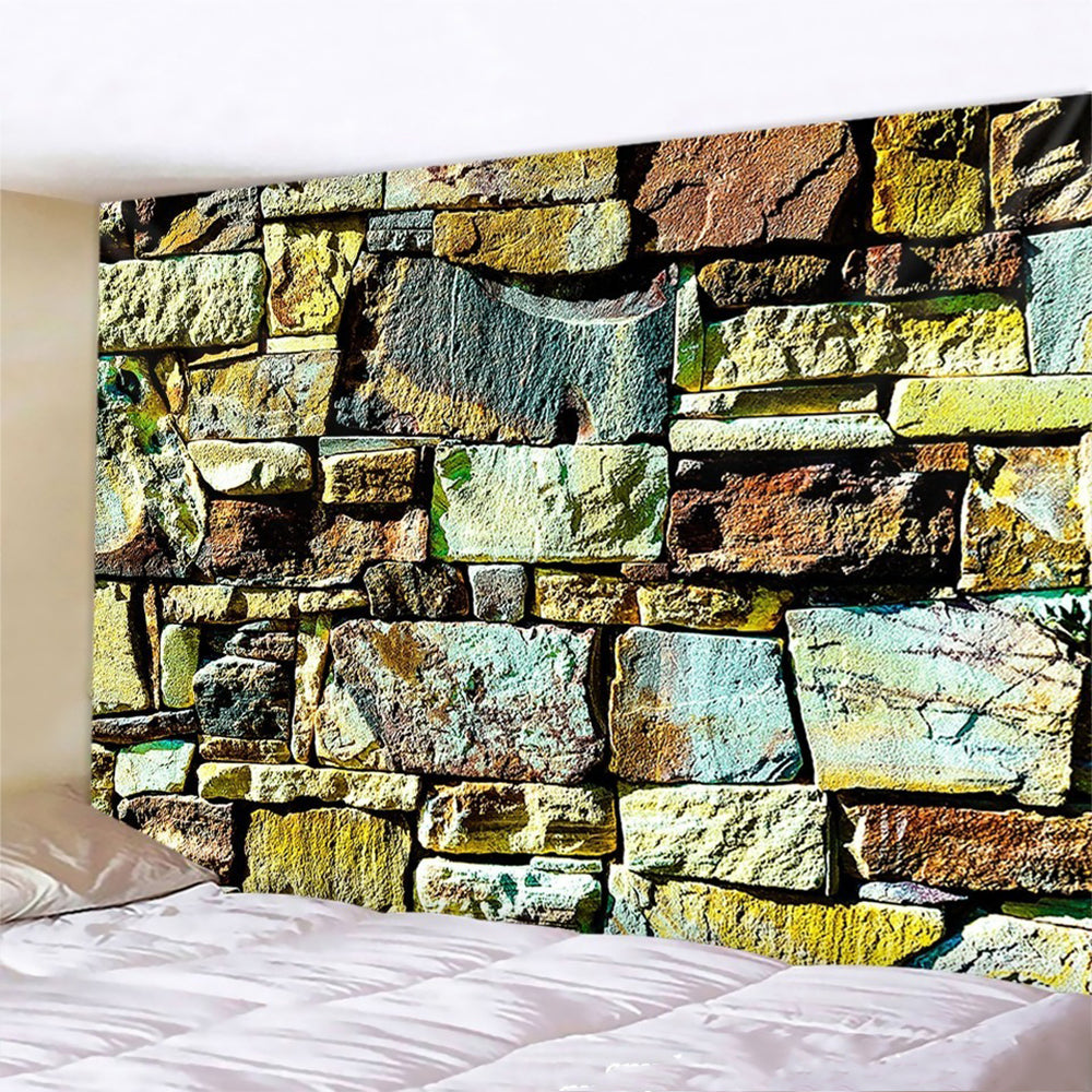 3D Colored Stone Brick Retro Tapestry Wall Hanging
