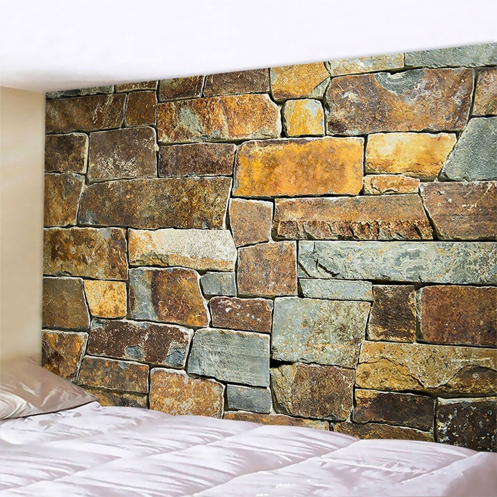 3D Colored Stone Brick Retro Tapestry Wall Hanging