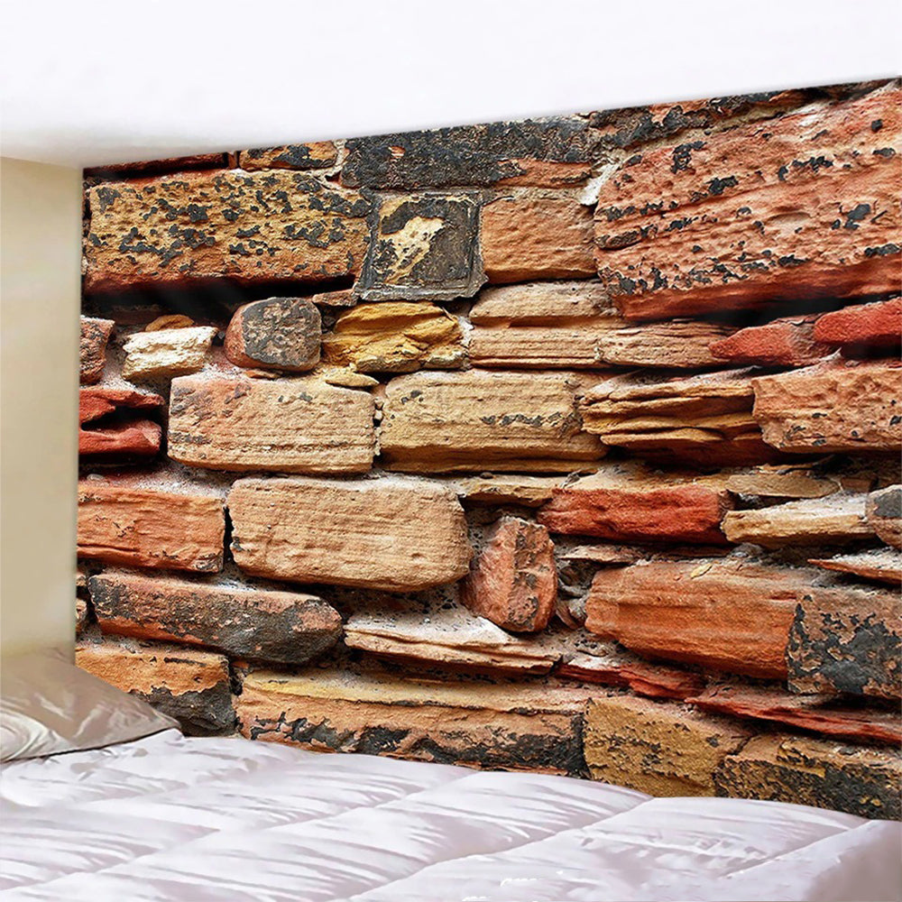 3D Colored Stone Brick Retro Tapestry Wall Hanging