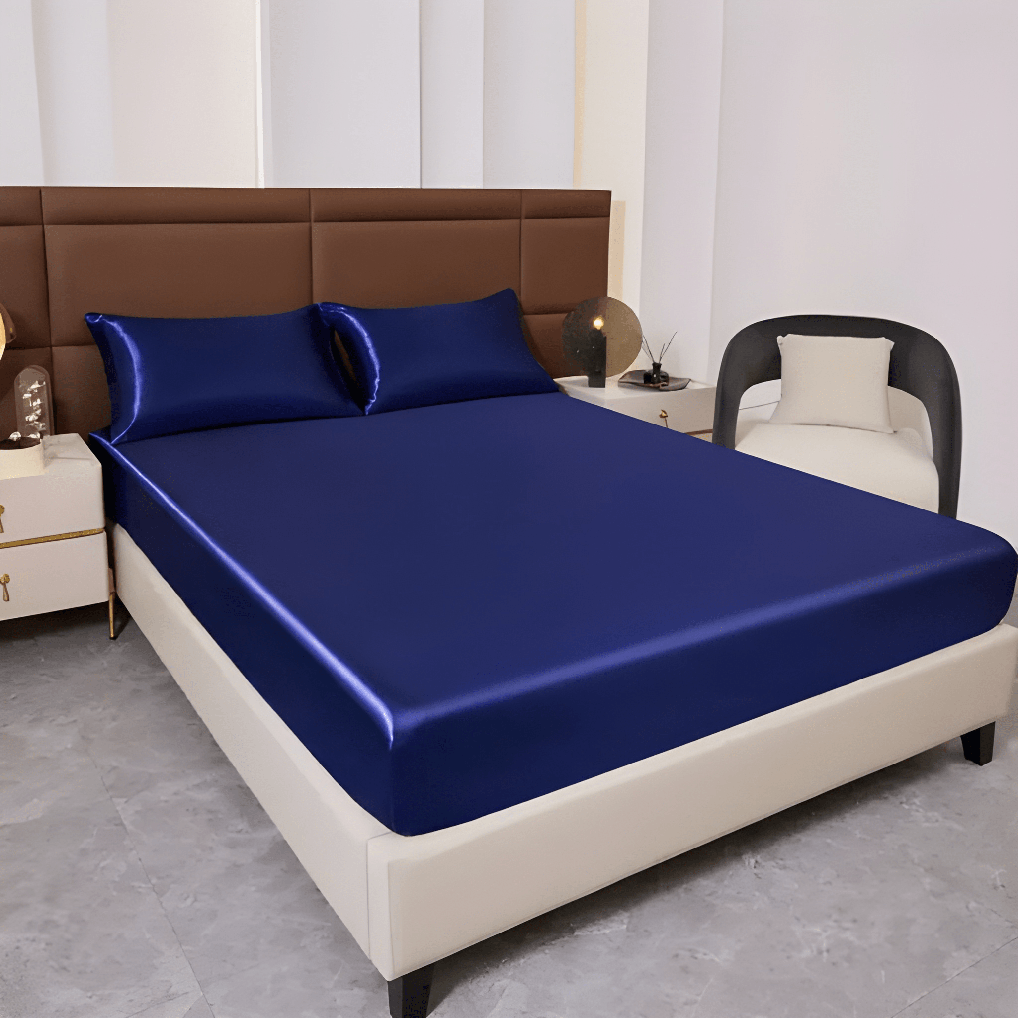 3 Piece Solid Color Smooth Fitted Bedding Sheet Set