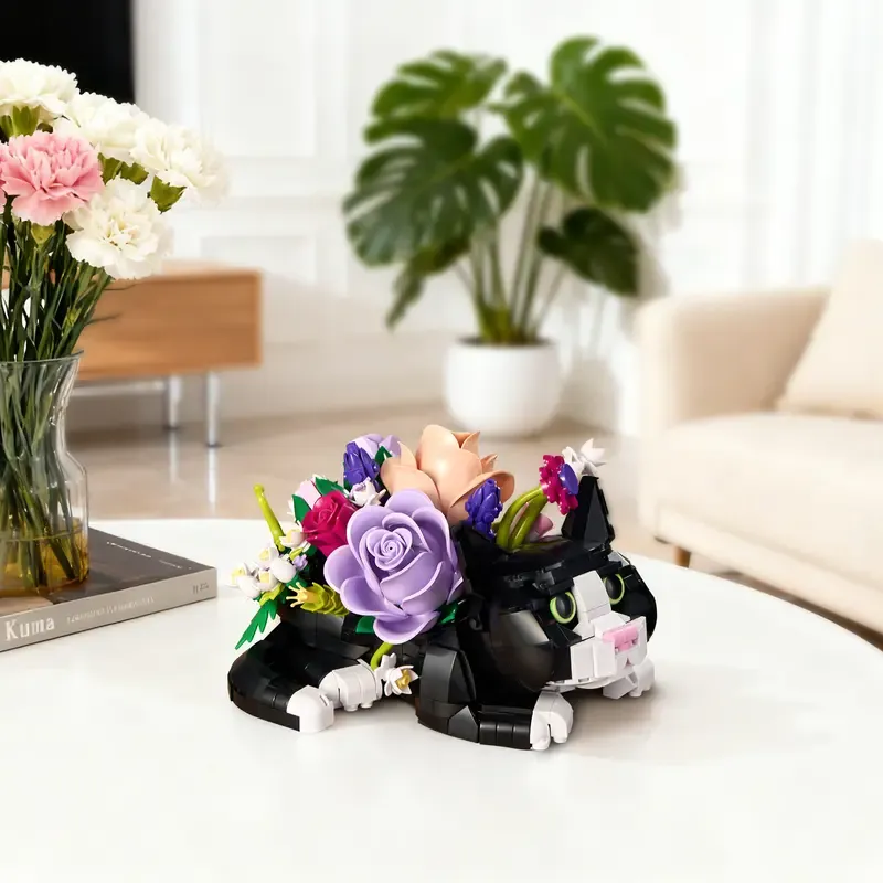 Cat Flower Bouquet Building Set