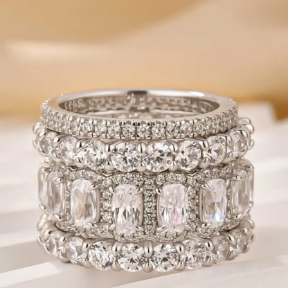 Statement Cushion Cut Bridal Ring Set