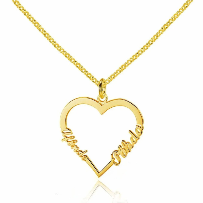 Personalized Sterling Silver Heart Shape Necklace 3 Color Lovers Gift For Girlfriend
