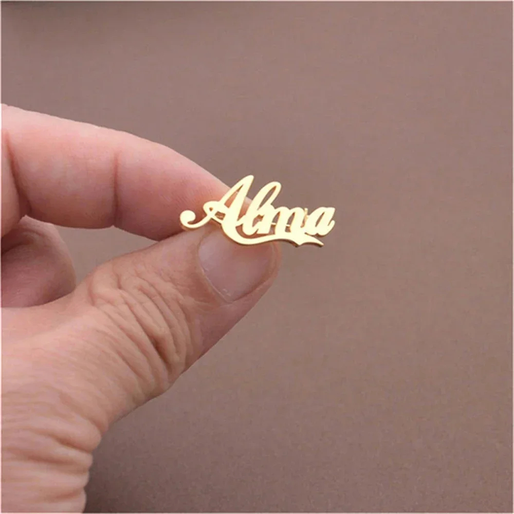 Personalized Name Pin Stainless Steel Letter Brooch