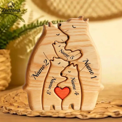 Personalized Wooden Bear Family Puzzle Gift For Baby And Mom