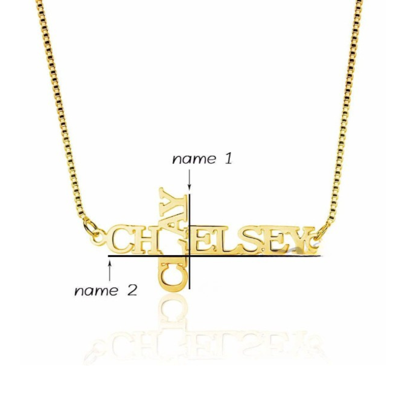 Personalized 925 Sterling Silver Necklace, 2 Name Engraved Cross Pendant, Jewelry Gift For Women