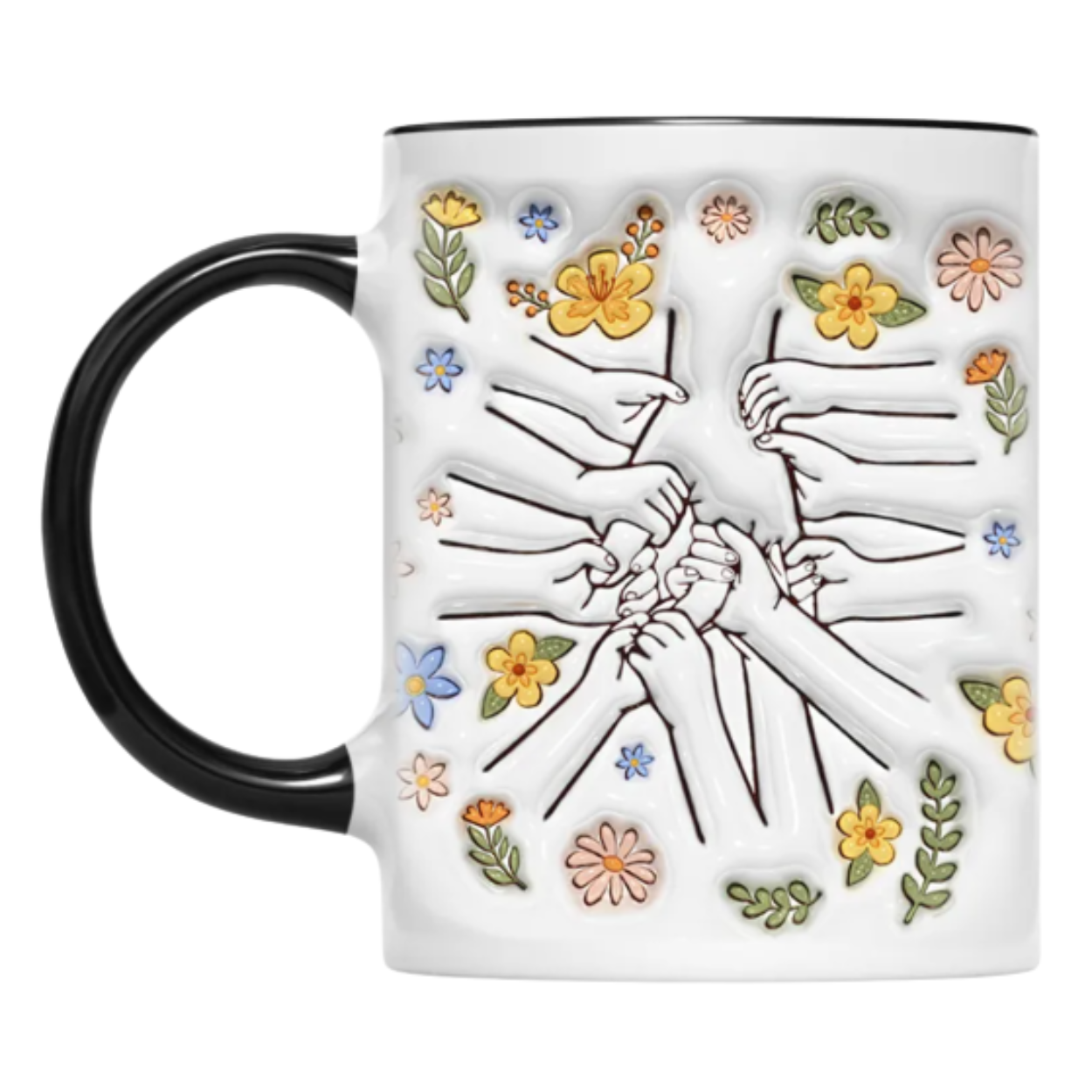 Personalized Family Flower Mug With Custom Name Design