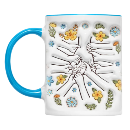Personalized Family Flower Mug With Custom Name Design
