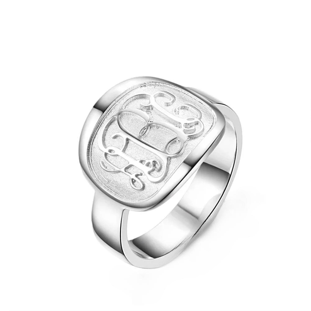 Personalized 3 Color 925 Sterling Silver Monogram Name Engrave Ring Gift for Women