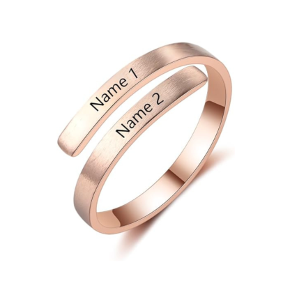 Personalized Stainless Steel Two Names Adjustable Rings for Women 