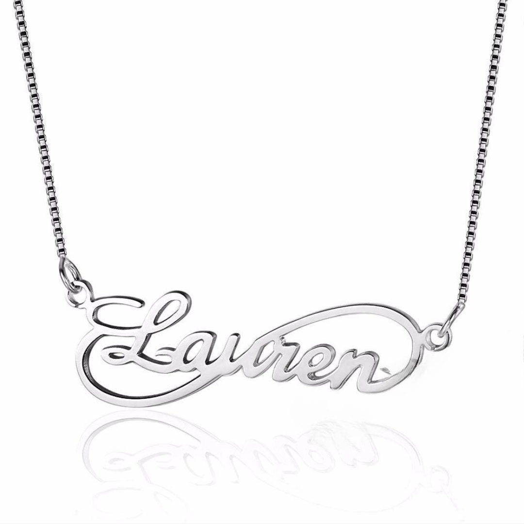Personalized 925 Sterling Silver 8 Shape Infinity Necklace With Custom Name Pendant Gift For Women