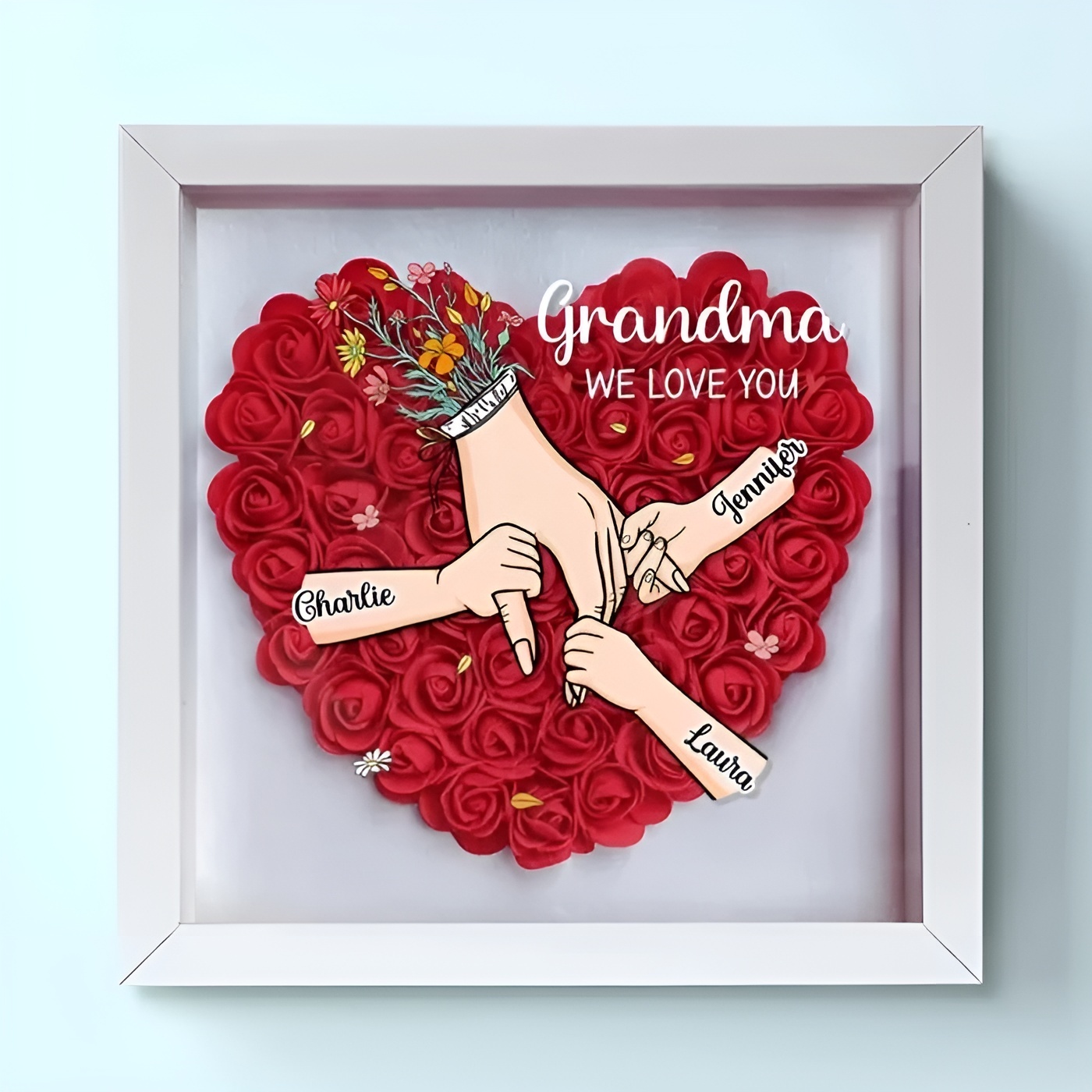 Decorative Family Flower Shadow Box With Custom Design