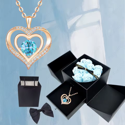 Stylish Pendant Necklace With Rose Gift Box Women Jewelry Set