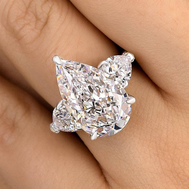 Pear Cut Cubic Zirconia Ring With 925 Sterling Silver For Women