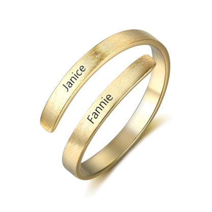 Personalized Stainless Steel Two Names Adjustable Rings for Women 