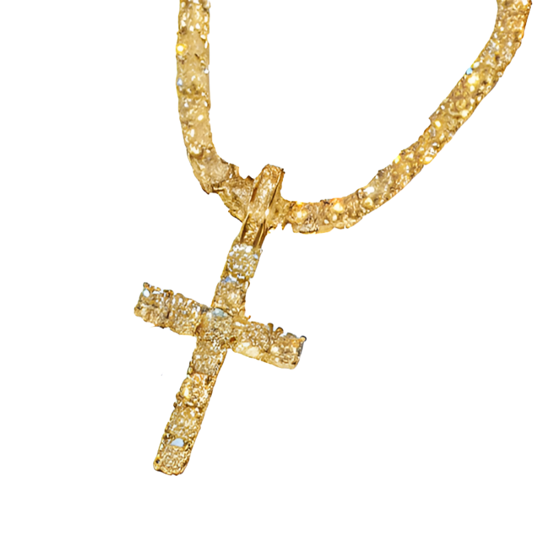 Cross Pendant Necklace With Diamond Accents-Personalized Jewels