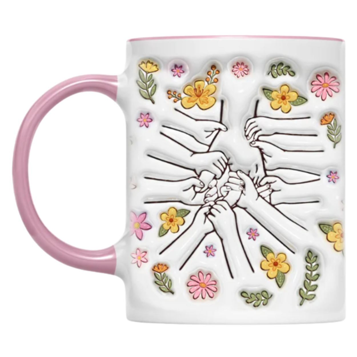 Personalized Family Flower Mug With Custom Name Design