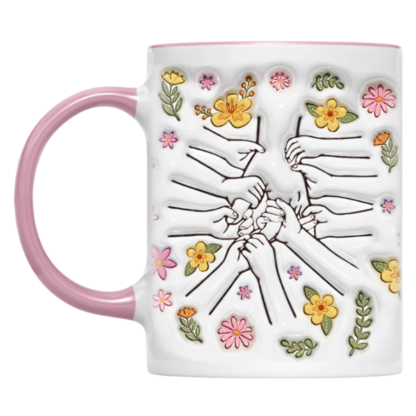 Personalized Family Flower Mug With Custom Name Design