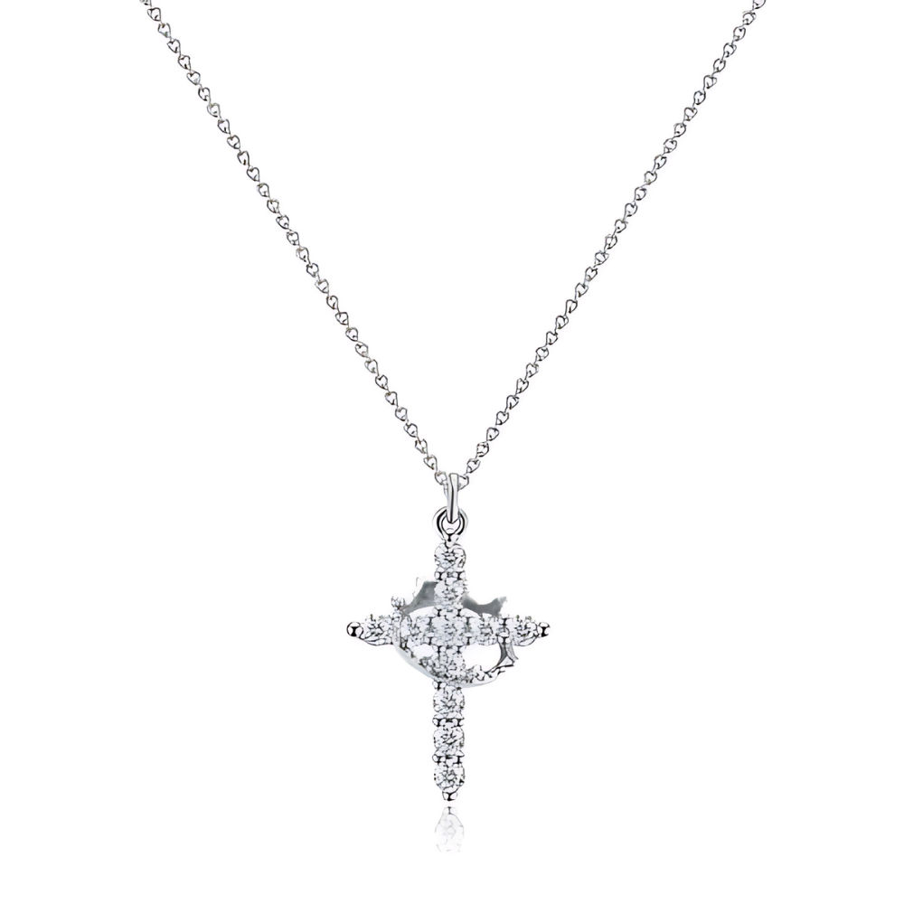 Sparkling Cross Pendant Necklace-Personalized Jewels