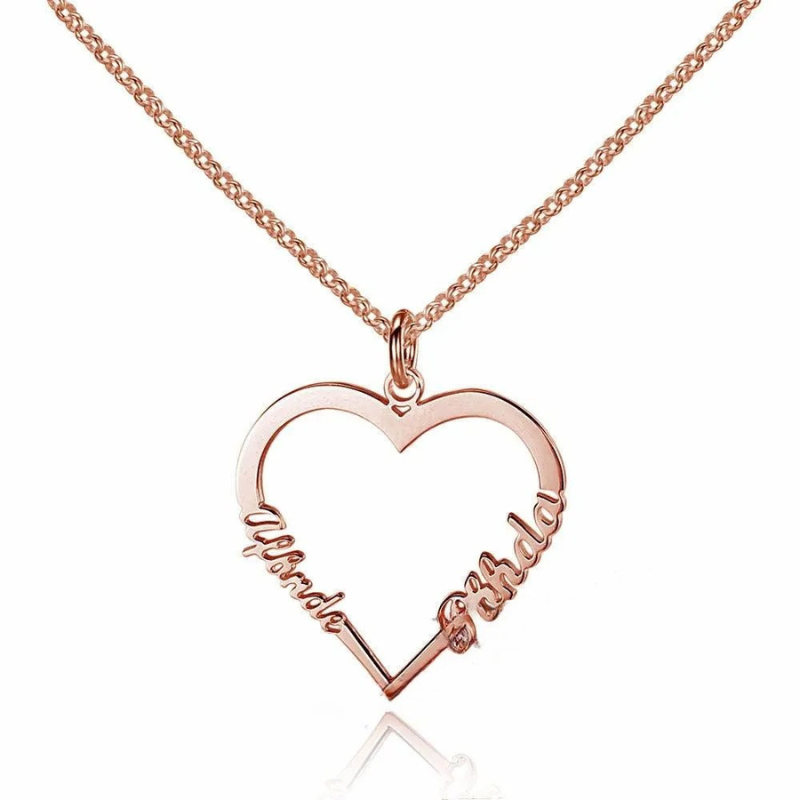 Personalized Sterling Silver Heart Shape Necklace 3 Color Lovers Gift For Girlfriend