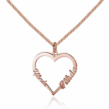 Personalized Sterling Silver Heart Shape Necklace 3 Color Lovers Gift For Girlfriend