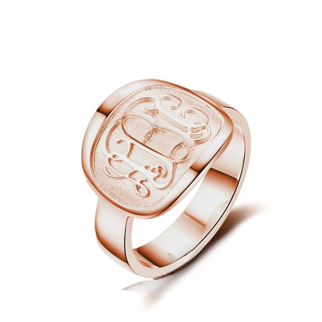 Personalized 3 Color 925 Sterling Silver Monogram Name Engrave Ring Gift for Women