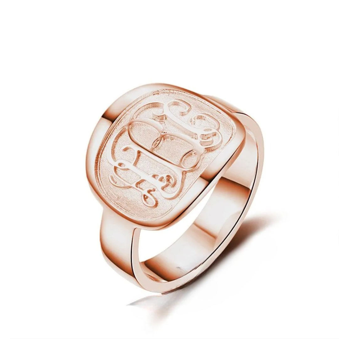 Personalized 3 Color 925 Sterling Silver Monogram Name Engrave Ring Gift for Women