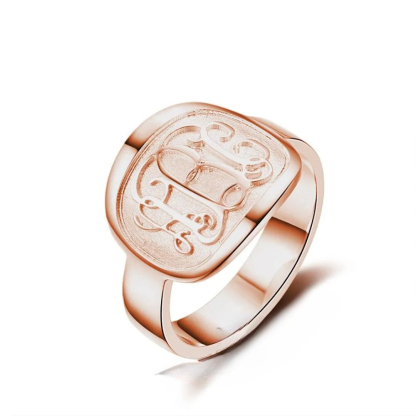 Personalized 3 Color 925 Sterling Silver Monogram Name Engrave Ring Gift for Women