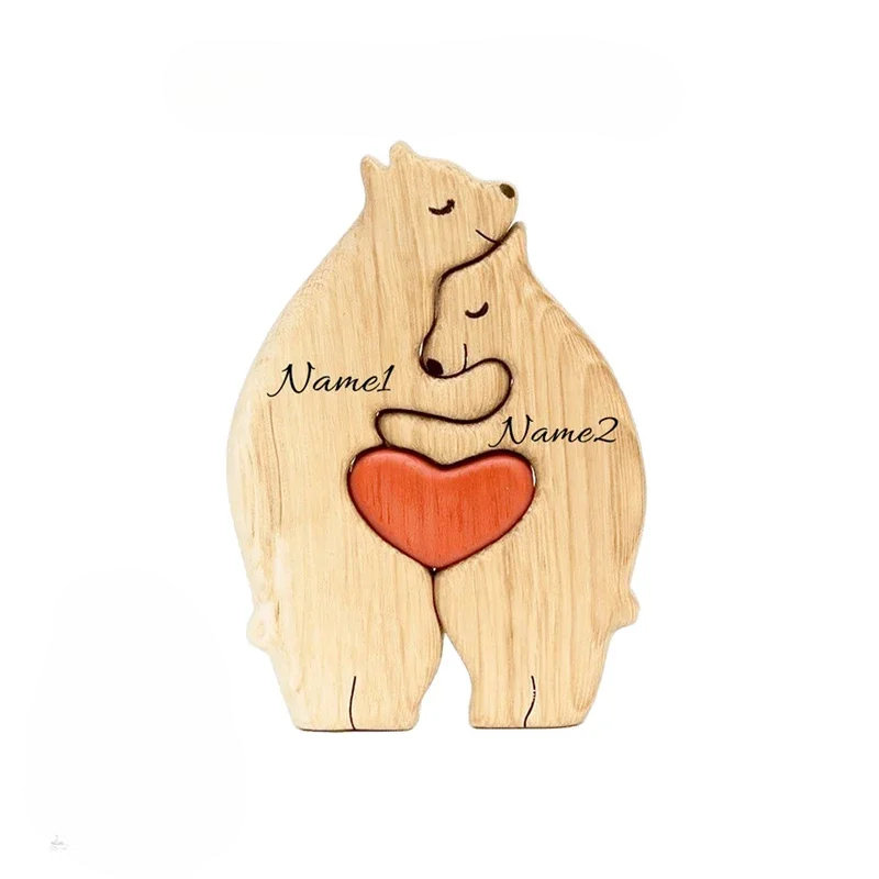 Personalized Wooden Bear Family Puzzle Gift For Baby And Mom