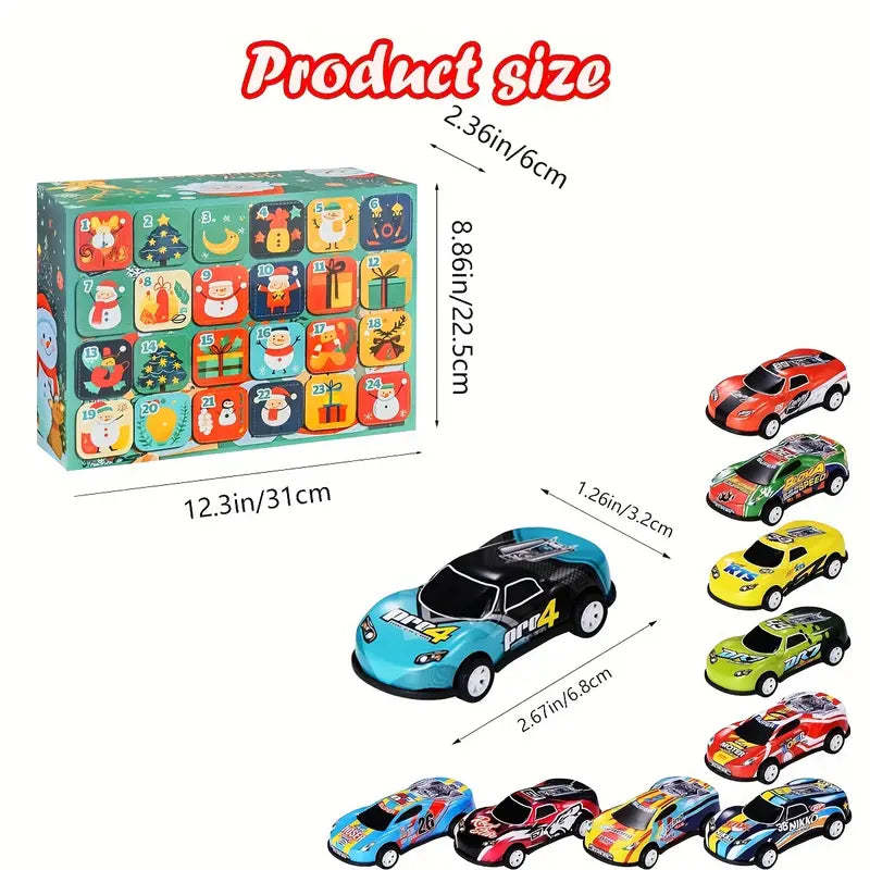 Christmas Advent Calendar Metal Pull Back Toy Cars Set-Personalized Jewels