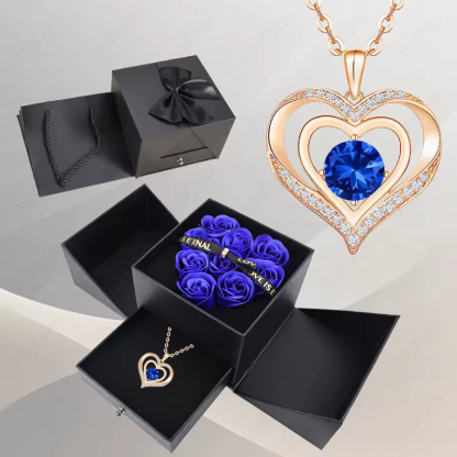 Stylish Pendant Necklace With Rose Gift Box Women Jewelry Set
