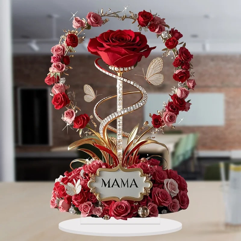 2D Acrylic Rose Desk Ornament Decoration Gift For Mothers Day