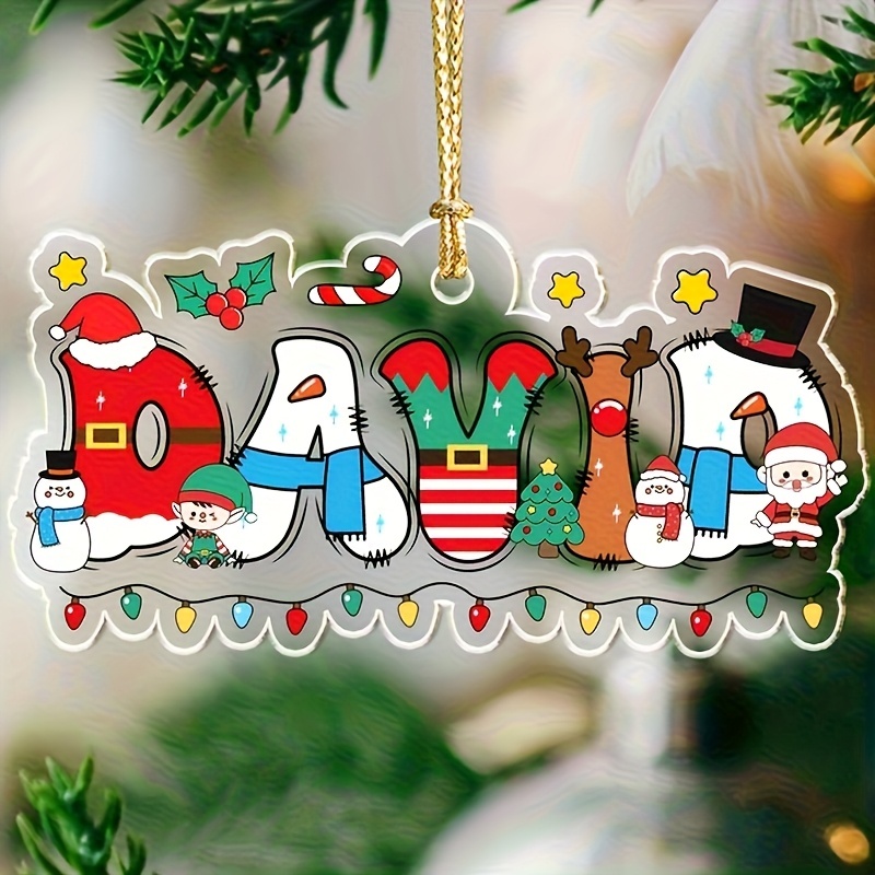2D Flat Personalized Cartoon Name Christmas Ornaments