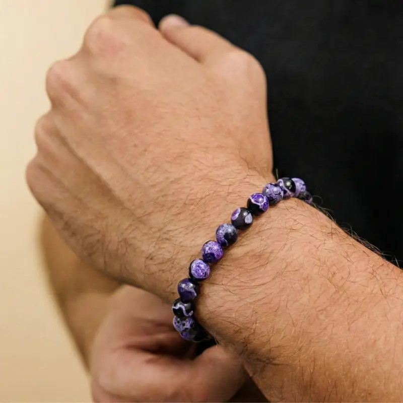 Natural Fire Agate Beaded Bracelet For Inner Guidance