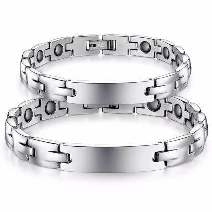 2pcs Lovers' Personalized Engrave Name Bracelets Custom Text 205mm Stainless Steel Bracelets & Bangles - Personalized Jewel