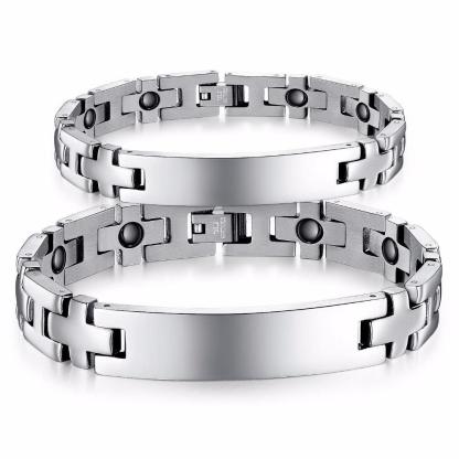 2pcs Personalized Engrave Hologram Bracelets For Lovers' Custom Text Stainless Steel Bracelets & Bangles - Personalized Jewel